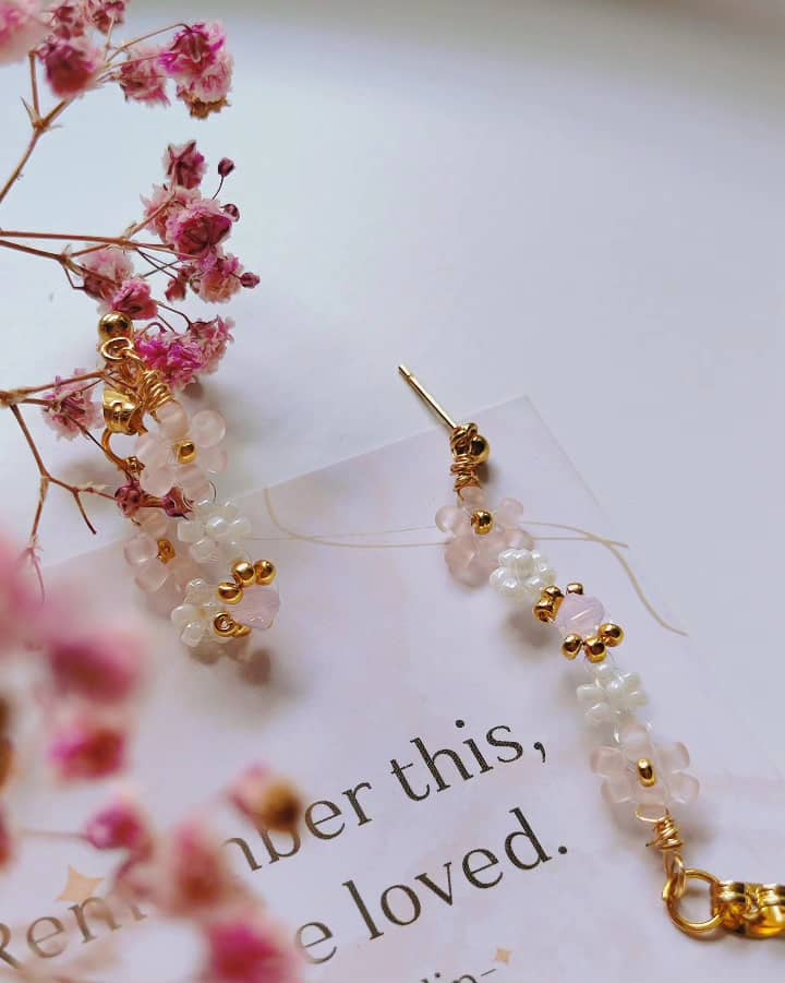 Flower Chain Hoop Earrings