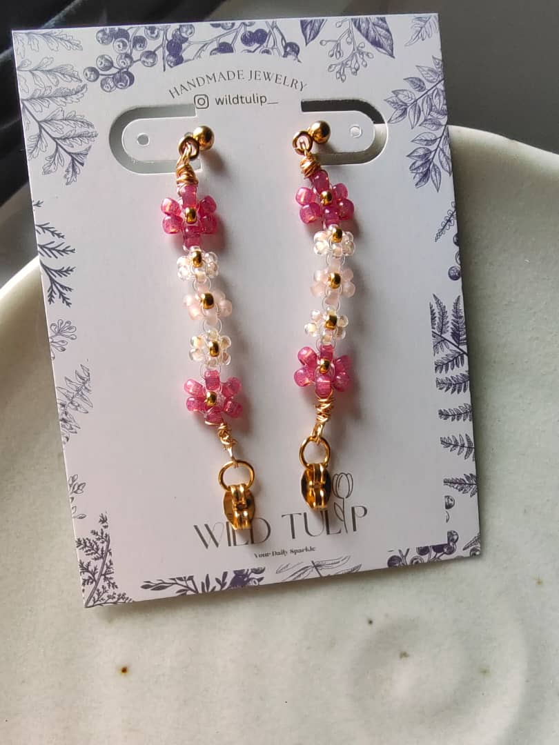 Flower Chain Hoop Earrings